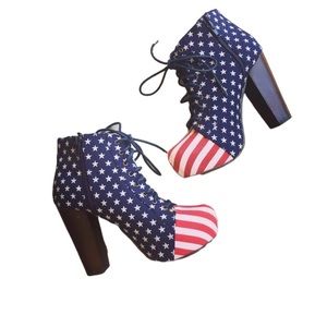 Retro Block Heel American Flag Bootie
